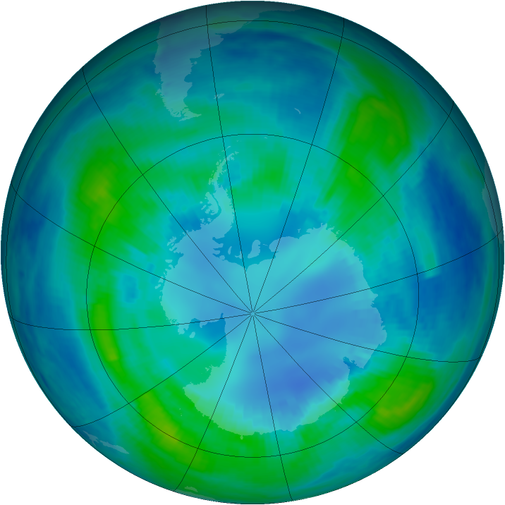 Antarctic ozone map for 19 April 2000